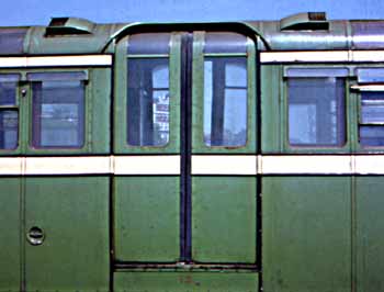 Side elevation of a former Southend Pier railway carriage doorway.