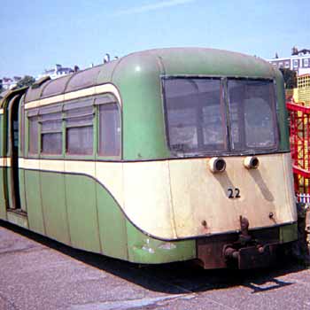 Inside former Southend Pier railway carriage looking towards driver's cab.