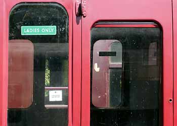 Ladies Only sign British Mk1 train.
