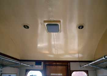 ceiling light ventilators British Mk1 train compartment.