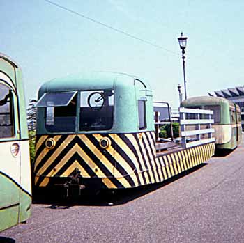 Former Southend Pier railway works carriage seen on the promenade.