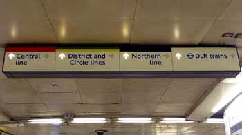 Wayfinding signage Bank station London.