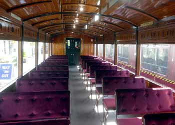 Inside NER Electric Autocar looking towards the powered end.
