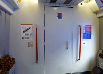 driving cab end of inside class 710 train.