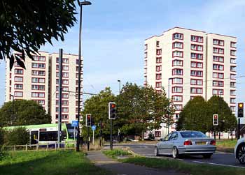 Traffic signals Tramlink light railway roundabout New Addington.
