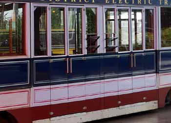 2024 view of lower deck doors on Seaton Tramway Tram No. 9.
