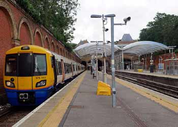 Overground train at Crystal Palace station.