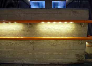 wood-effect concrete at Hackney Wick station.
